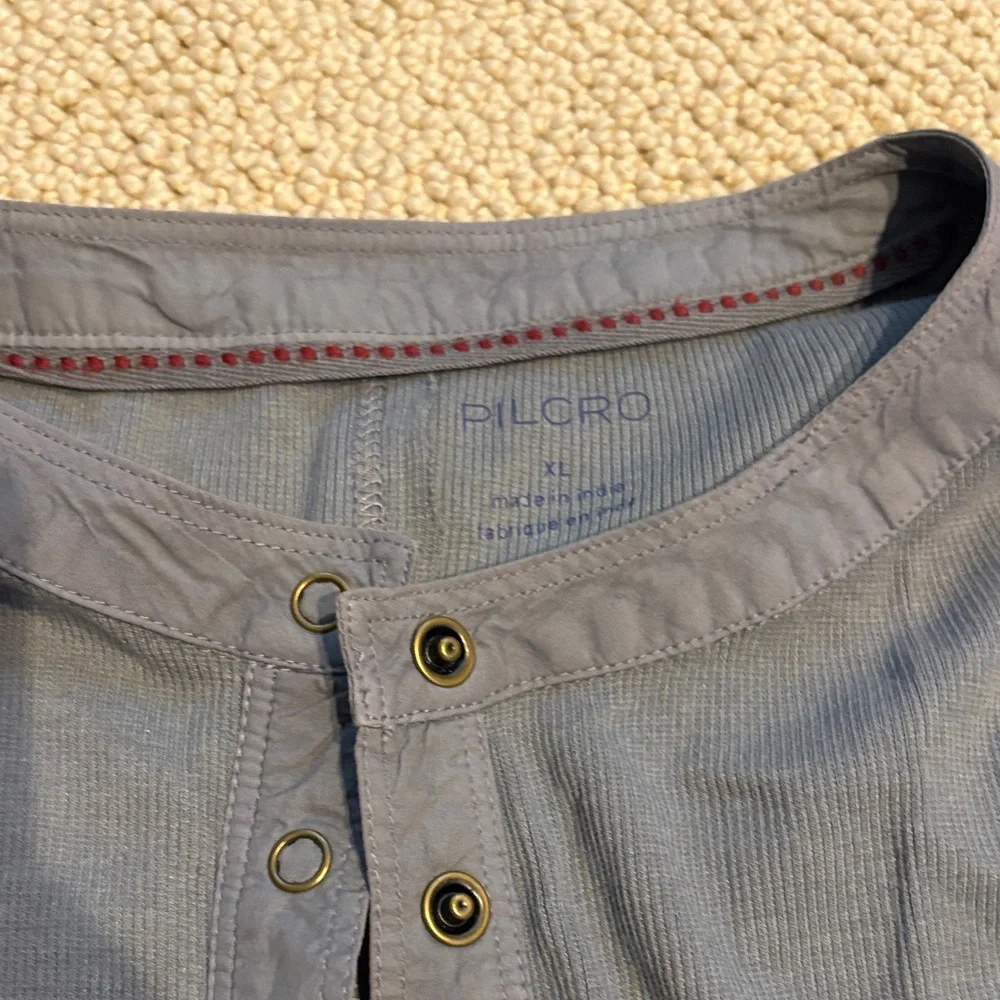 Pilcro Blue Plaid Sleeve Blouse - Picture 3 of 4